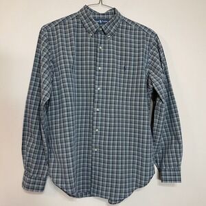 Ralph Lauren Mens Classic Fit Long Sleeve Button Down Shirt Green XL Plaid Logo